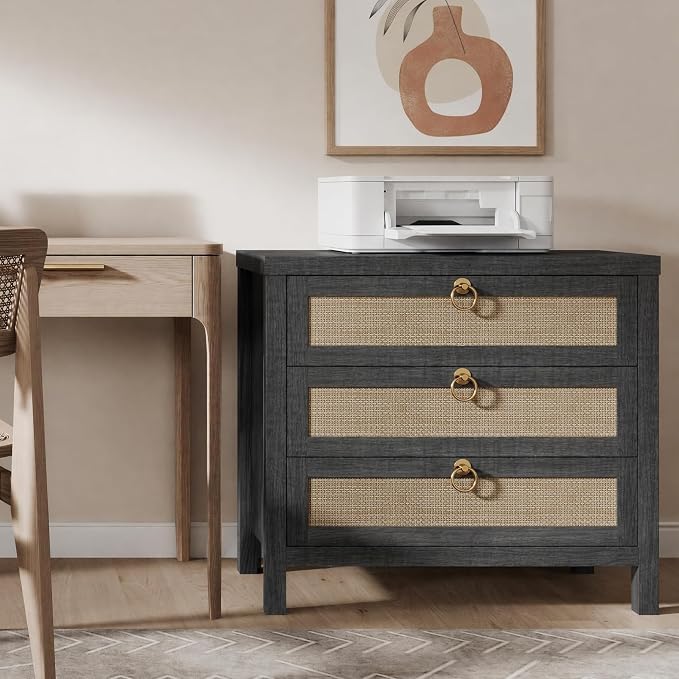 Eclatara Large Rattan Night Stand Set of 2 Boho Nightstand - Image 6