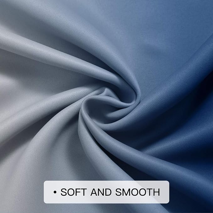 COSVIYA Curtains & Drapes Grommet Ombre Blue Curtains W52 x L96 Inch | Gradient - Image 6