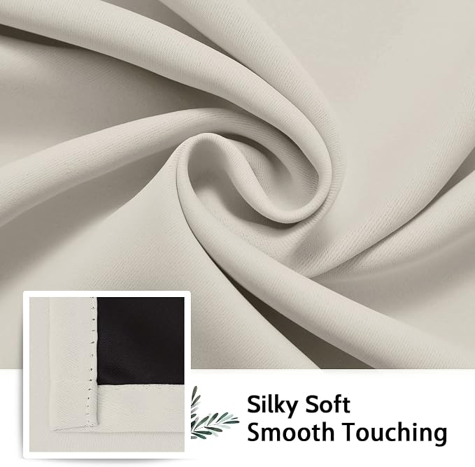 SimpleHome Cream 100% Blackout Curtains Room Darkening Living Room 45 Inch | - Image 7