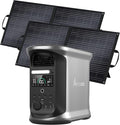 AMPACE 2400W Solar Power Station with 2x100W Solar Panels Andes 1500, 1462Wh Battery Generator with 4 AC Outlets, 1H Full Charging, APP Control Battery Backup for Home, RV