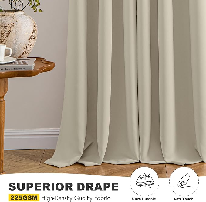 MIULEE Blackout Curtains for Bedroom 2 Panels 40 x 45 Inch Long Sand | Thermal - Image 5