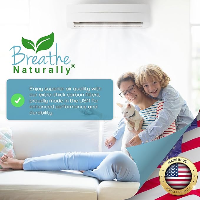Breathe Naturally Universal Cut To Fit Carbon Activated Air Filter - Replacement Charcoal Filters - Pre Filter Carbon Sheet for Air Purifier, Vent Filters & More - Made in USA (Pack of 1, 10x48)