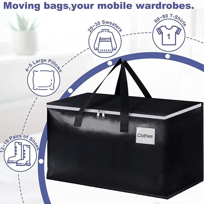 StorageRight Moving Bags, Moving Boxes, 93L 8-Pack Sotrage Bags Totes, - Image 4
