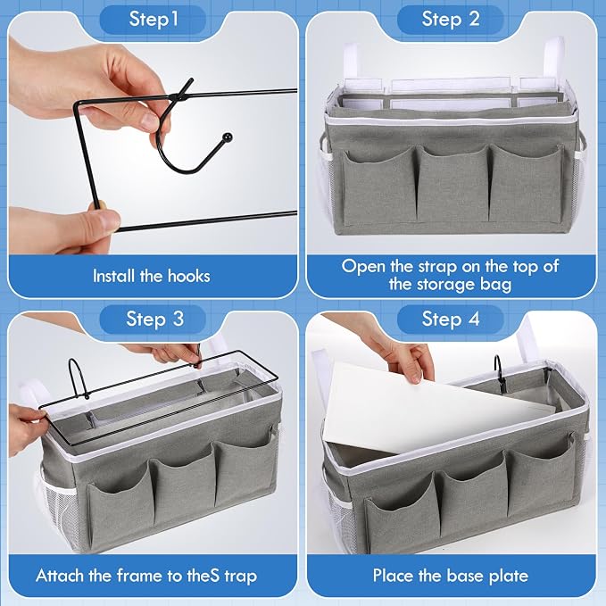 3 Pcs Bedside Caddy Storage Organizer, Bedside Hanging Storage Bag - Image 6