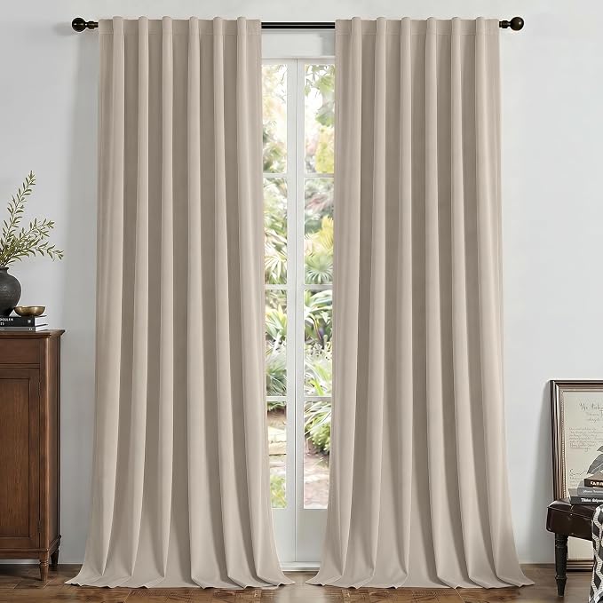 Joydeco 100% Blackout Curtains Velvet Black Out Curtain 96 Inch Drapes | by JOYDECO