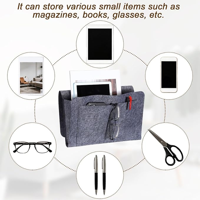uxcell 4 Pockets Bedside Caddy, Bed Hanging Storage Bag Holder - Image 5