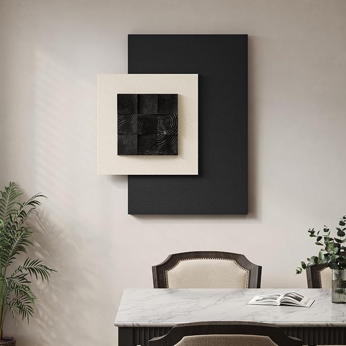 Cuspin Large 3D Wood Textured Wall Art, Abstract Minimalist Geometric Wooden - Image 3