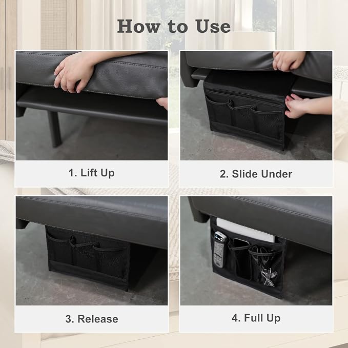 Surblue Bedside Caddy 4 Pockets Bedside Storage Organizer - Image 6