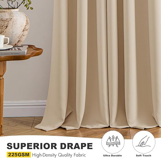 MIULEE Blackout Curtains for Bedroom 2 Panel 40x63 Inch Long Biscotti Beige | - Image 5