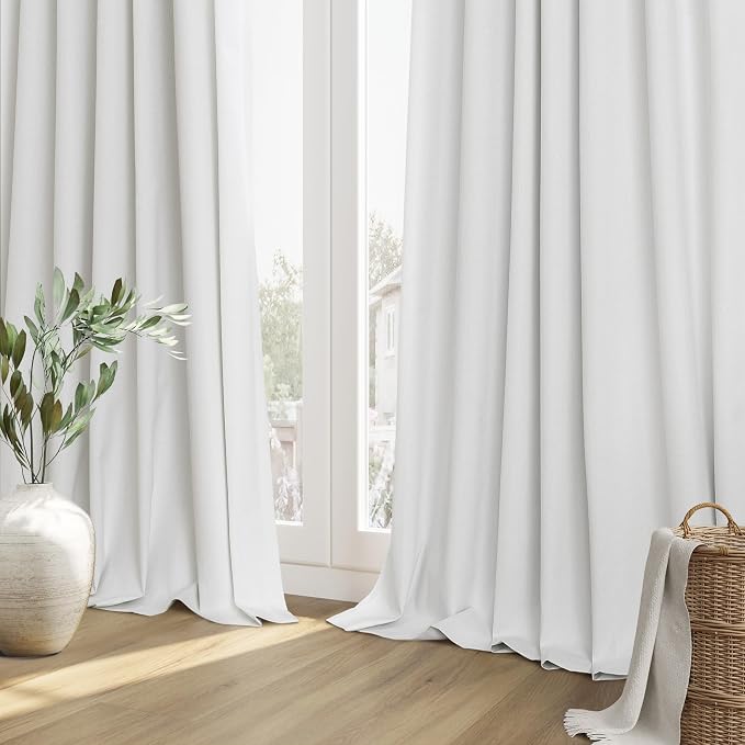 100% Blackout Linen Curtains 112 Inch Long by 52 Inch Wide 2 Panels Set - Image 8