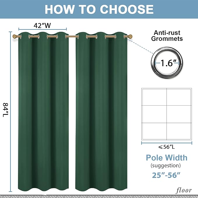 Diraysid Green Grommet Blackout Curtains - Image 8