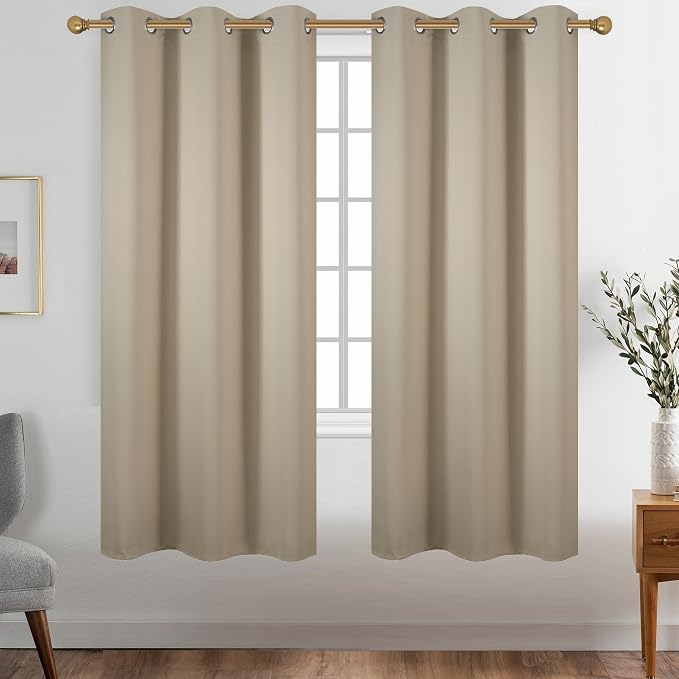 Diraysid Beige Grommet Blackout Curtains by Diraysid%2C+refresh+your+life