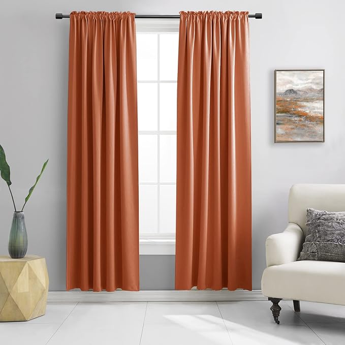 90 Inches Long Blackout Curtains by DONREN