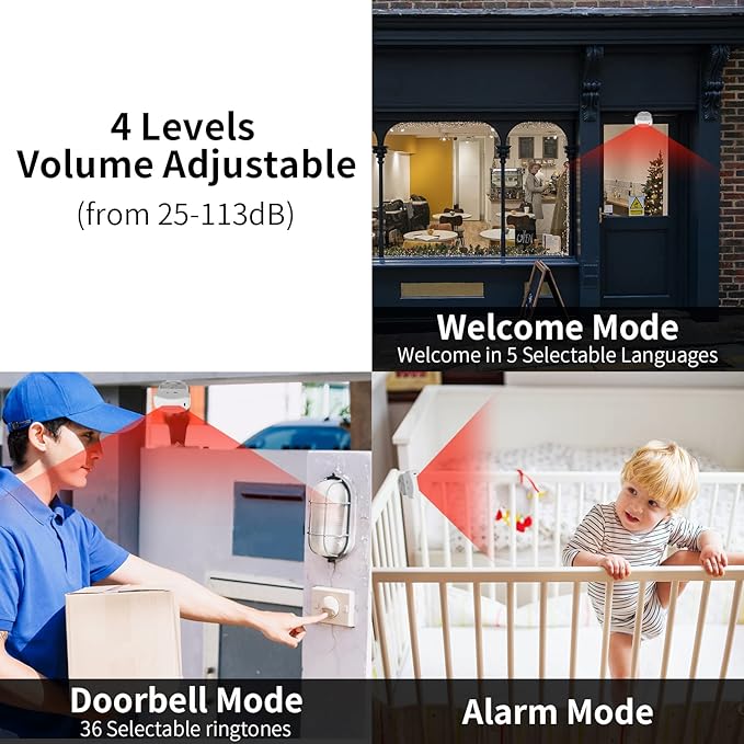 KCMYTONER Wireless Motion Sensor Detector Security Alarm Chime, Motion Sensor Doorbell, Door Chime for Business Entry, Shop Store Office Home Front Door Entry, 2 Receiver 1 Motion Sensor