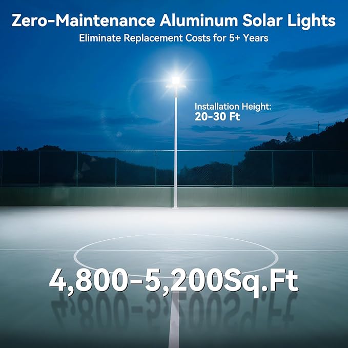 Deepn Solar Street Light 12000W Aluminum Commercial Grade Solar Parking Lot Lights with Motion Sensor & Dusk to Dawn IP67 Waterproof Heavy Duty Security Flood Lights for Street, Yard, SZ4000, 1Pack