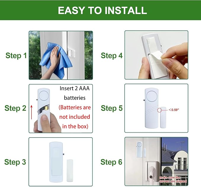 Door Window Alarm, 90dB Door Alarms Sensor for Kids Safety, Home Security, Door Window Burglar Alarm, Window Pool Alarms for Home, Apartments, Offices, Hotel Rooms (20pack)