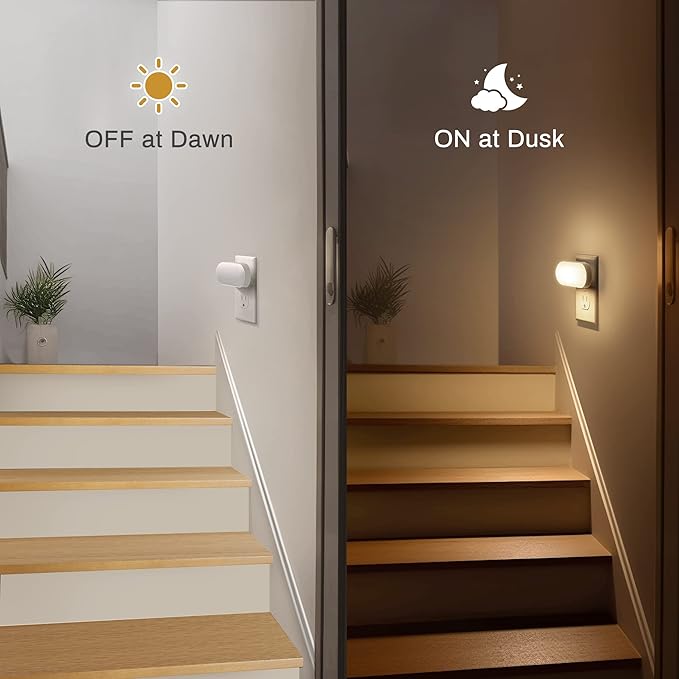 DORESshop Night Lights Plug into Wall, [2 Pack] 1W 3000K Led Night Light with Dusk to Dawn Sensor, Dimmable Night Light from 0LM to 100LM for Bathroom Hallway Bedroom Kids Room Stairway