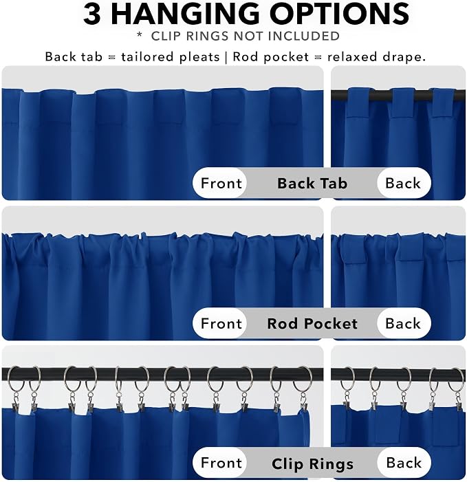 Deconovo Blackout Curtains for Bedroom, Living Room Curtains 63 Inches Long | - Image 2