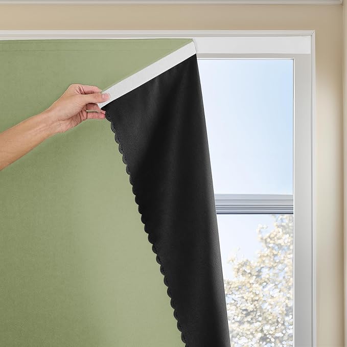 JILRON Adhesive Curtain 100% Blackout No-Drill Easy Install by JILRON