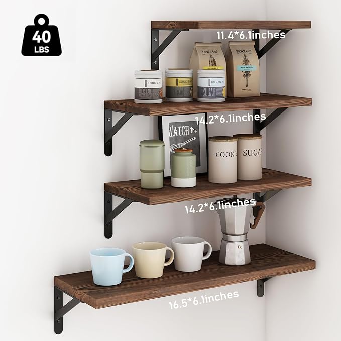 YGEOMER 4 Different Sizes Floating Shelves - Image 3