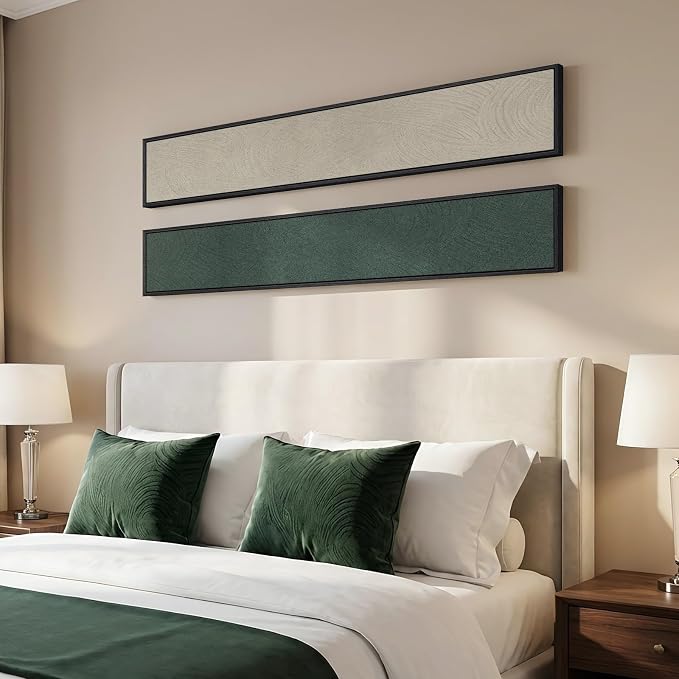 Framed Beige Green Abstract Vertical Wall Art Decor - Image 3