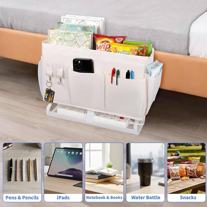 2Pcs Bedside Caddy for Dorm Bed Bedside Organizer, Bedside Storage - Image 5