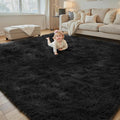 6x9 Black Shag Area Rug for Living Room, Soft Plush Fluffy Carpet | Non-Slip by Junhejiamei
