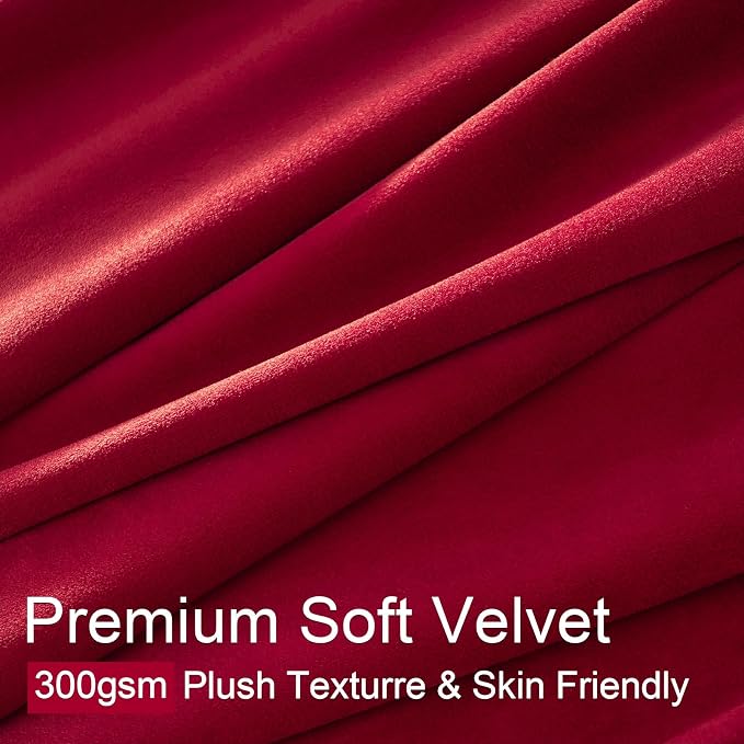 Christmas Red Velvet Curtains 96 Inches Long, Pinch Pleated Blackout Thermal - Image 2