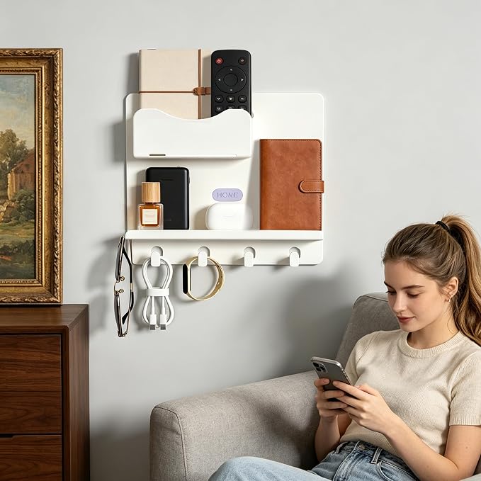 Bedside Shelf Wall Mount, Adhesive Bedside Shelf Accessories Organizer - Image 4