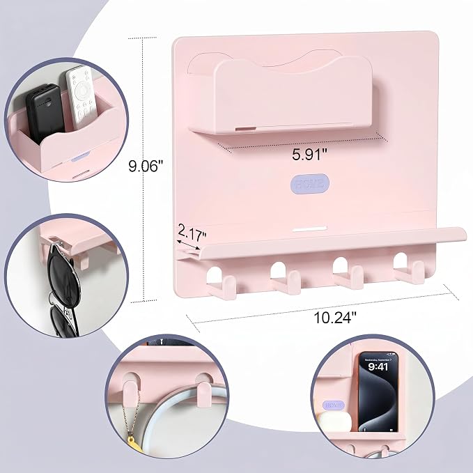 Bedside Shelf Wall Mount, Adhesive Bedside Shelf Accessories Organizer - Image 3