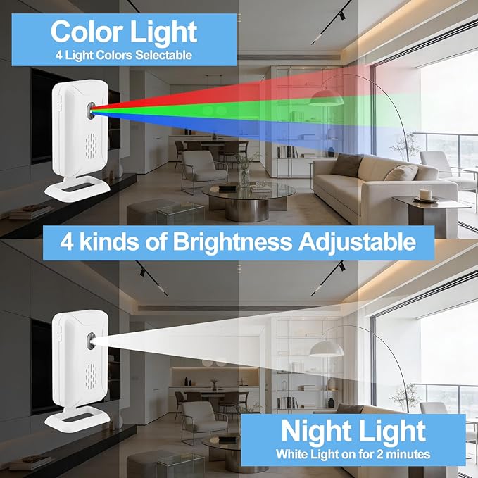 KCMYTONER Motion Sensor Door Chime Battery Operated, Motion Sensor Alarm for Business,Doorway Motion Bell,Volume Adjustable,918Ft Range,5 Modes, 36 Tunes, for Home, Store, Office