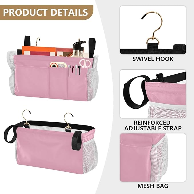 Rose Red Bedside Caddy Storage Bag Bedside Organizer - Image 5