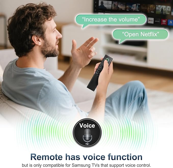 for Samsung-Smart-TV-Remote-Control-Replacement,Remote for 2019 2025 Samsung Frame Curved Crystal Smart TVs, with Voice Control