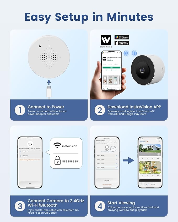 AKINGUAR 3MP 2K Window Camera, 2.4GHz WiFi Indoor Camera for Home Security, with Full-Color Night Vision, Person & Motion Detection, 2 Way Audio, 24/7 Recording, Easy Set Up, 2 Packs
