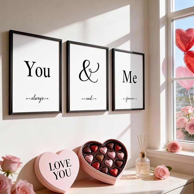 Houmury Set of 3 Framed Wall Decor Farmhouse Wall Art You & Me Always and - Image 8