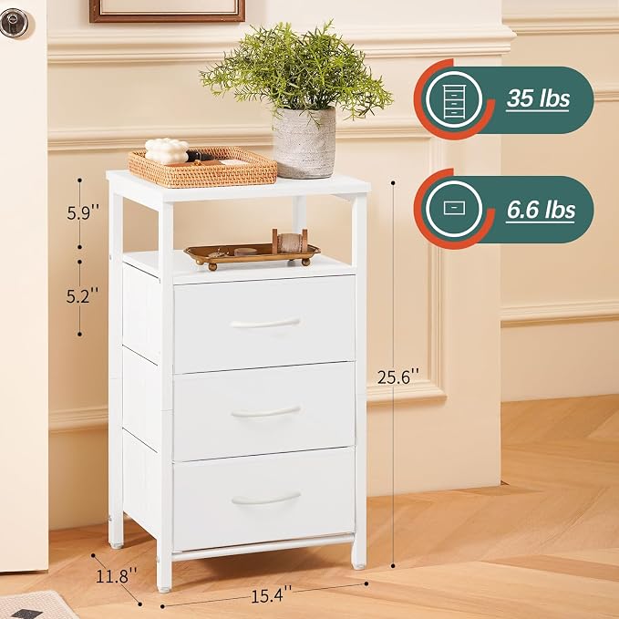 Yoobure Night Stand with Charging Station, LED End Table and Storage Shelf - Image 2