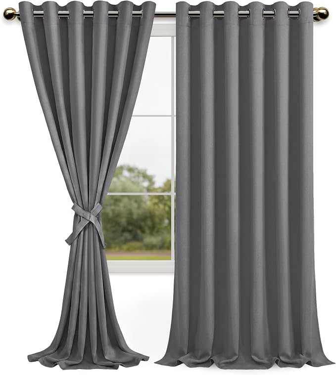 DWCN Grey Blackout Curtains – Thermal Insulated Light Blocking Privacy Grommet - Image 8