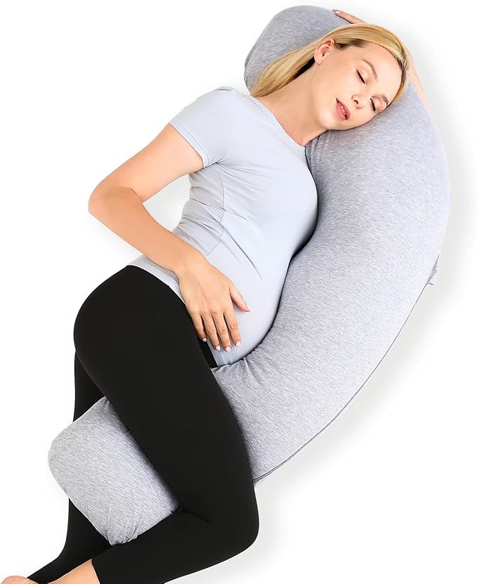 Momcozy J Shaped Pregnancy Pillow, Maternity Body Pillow by Momcozy