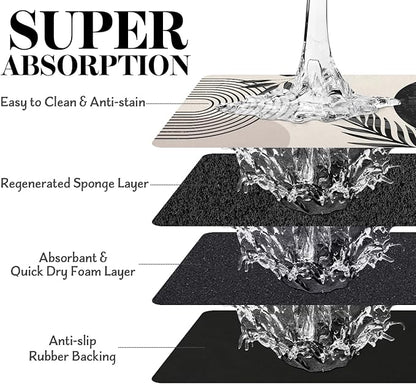 Dog Food Mats for Floors Super Absorbent, Pet Cat Food Mat - Non Slip Dog Bowl Mats for Food and Water, Eco-Friendly Boho Dog Placemats Feeding Mat