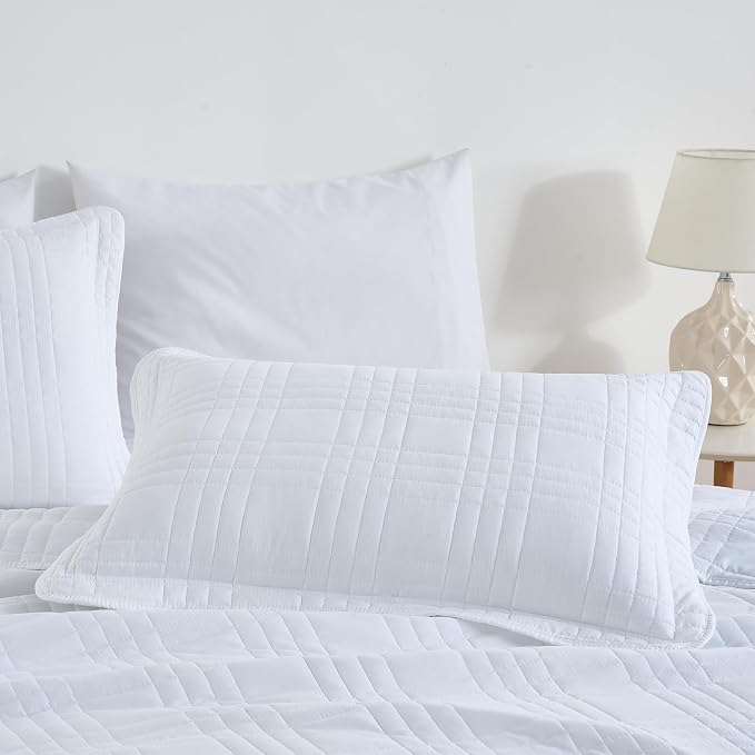 Chezmoi Collection Kingston Twin XL Size Bedspread Set, 2-Piece White Oversized - Image 4