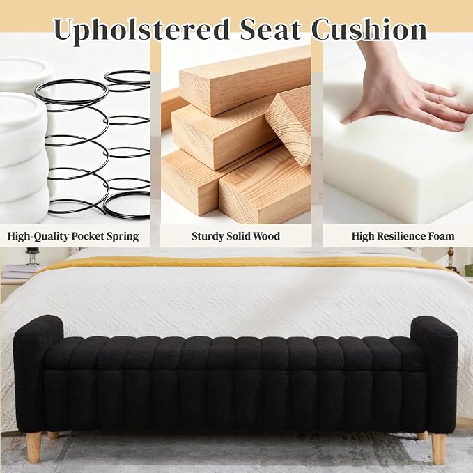 Aoiy & Wifon 63.4" W Large Storage Ottoman Bench, King Size End of Bed Storage - Image 4