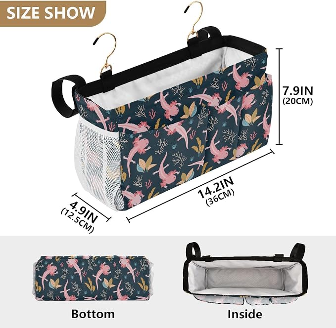 Axolotls tag8 Bedside Caddy Storage Bag Bedside Organizer - Image 4