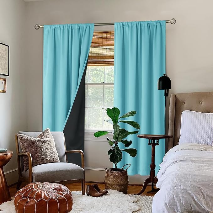 BGment Aqua 100% Blackout Curtains - Image 2