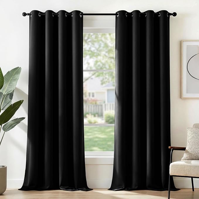 Deconovo Blackout Curtains for Bedroom and Living Room 78 Inches Long | Black by Unknown