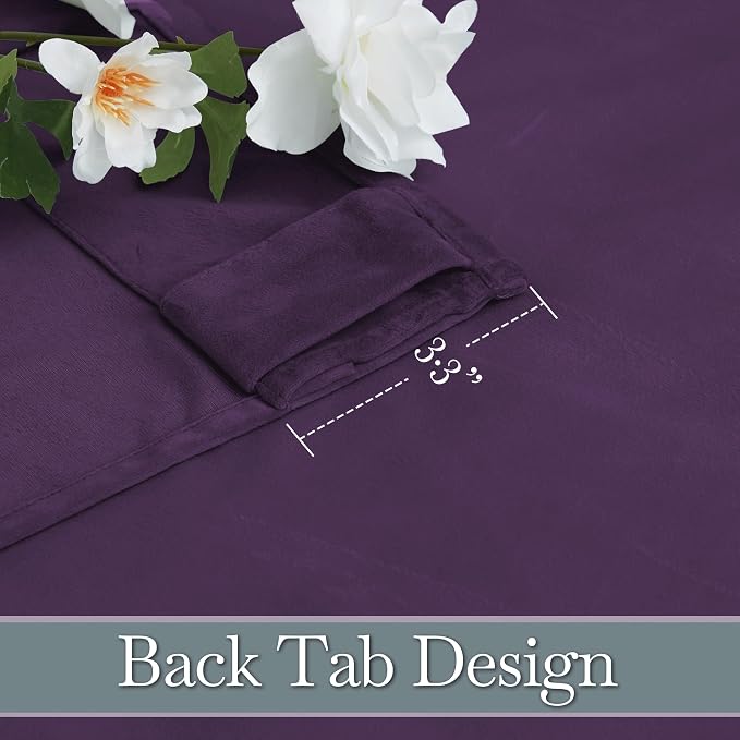 RYB HOME Purple Velvet Blackout Curtains 90 inches - Image 3