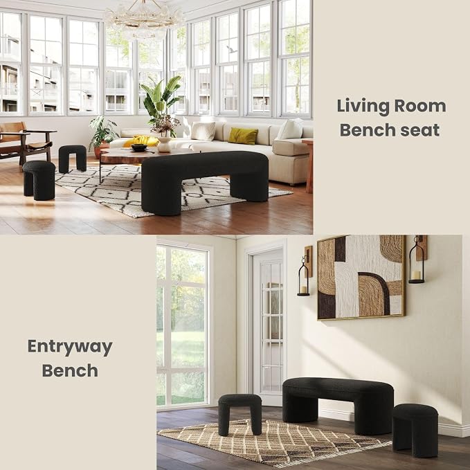 3-Piece Nesting Ottoman Bench Set，53" Long Upholstered End of Bed Bench - Image 6