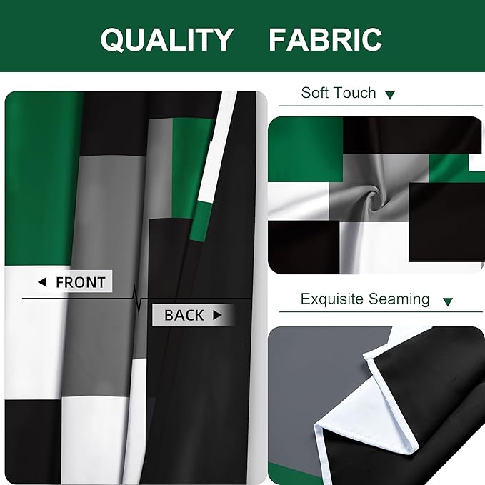Green Blackout Curtains for Bedroom 84 inch Long 2 Panels Set Christmas Green Grey Modern Abstract Geometric Black Out Curtains Insulated Room Darkening Window Drapes for Living Room, 52Wx84L