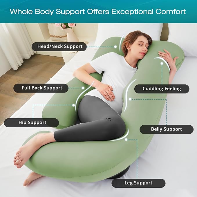 Cooling Pregnancy Pillows for Sleeping, Down Alternative, Removable Cover - Image 2
