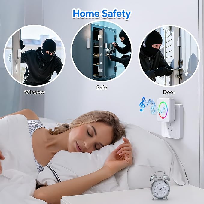 Door Chime, Satisure Door Sensor Chime When Door Opens, Doorbell Chime for Business/Home/Kids, 700 FT Range, 58 Chimes 5 Adjustable Volume Window Alarm 2 Sensors + 1 Receiver