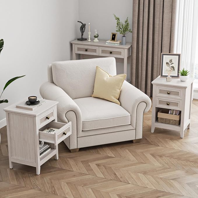 RoyalCraft Rattan Nightstand for Bedroom, Tall Bedside Table - Image 9
